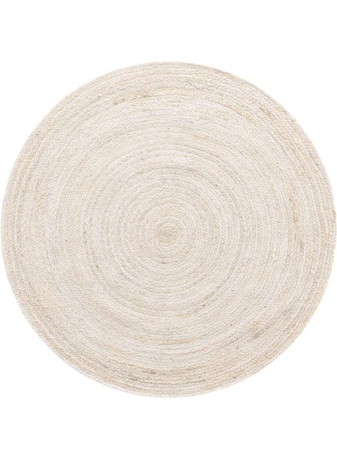 HANDPICKED FURNITURE Jute Wool And Cotton White Round Carpet Ultra Soft Area Carpets For Bed Room Living Room And Dining Room Anti-Slip Floor Carpets Easy To Clean Made In Turkey 120X120Cm - Image 5