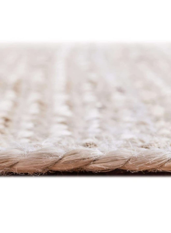 HANDPICKED FURNITURE Jute Wool And Cotton White Round Carpet Ultra Soft Area Carpets For Bed Room Living Room And Dining Room Anti-Slip Floor Carpets Easy To Clean Made In Turkey 120X120Cm - Image 2