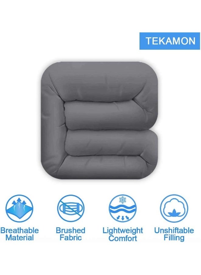 TEKAMON All Season Cal King Comforter Winter Warm Summer Soft Quilted Down Alternative Duvet Insert Corner Tabs, Machine Washable Luxury Fluffy Reversible Hotel Collection, Charcoal Grey(104" X 96") - Image 2