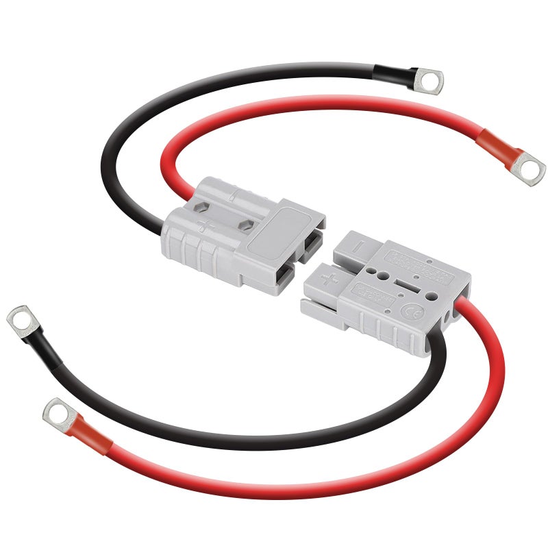 DC HOUSE 2 Pack 50A Battery Quick Connector, 7AWG 600V 0.98ft Battery Cables with M8 Terminal, Quick Connectors for RV, Transfer Forklift, Golf Carts, Trolling Motors, Trailer - Image 1