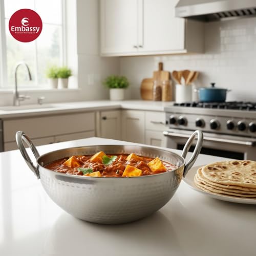 EMBASSY Stainless Steel Thickply Hammered Kadhai | 1.8 LTR | Size 22 | Extra Deep Kadhai | Even Heat Distribution | Induction Friendly | Ideal for Cooking Curries, Stews, and More. - Image 4