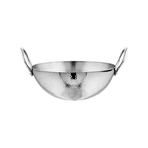 EMBASSY Stainless Steel Thickply Hammered Kadhai | 1.8 LTR | Size 22 | Extra Deep Kadhai | Even Heat Distribution | Induction Friendly | Ideal for Cooking Curries, Stews, and More. - Image 1