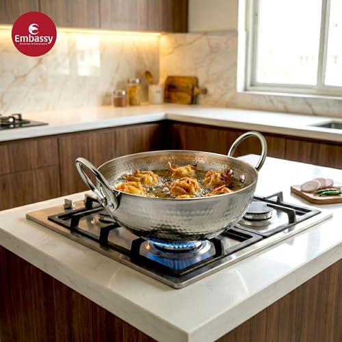 EMBASSY Stainless Steel Thickply Hammered Kadhai | 1.8 LTR | Size 22 | Extra Deep Kadhai | Even Heat Distribution | Induction Friendly | Ideal for Cooking Curries, Stews, and More. - Image 3