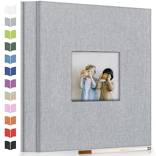 Artfeel ألبوم صور آرت فيل ألبوم سكربوك ذاتي اللصق لصور 3x5 4x6 5x7 8x10، 40 صفحة غلاف قماش مع نافذة عرض، كتاب صور DIY، هدايا مثالية للعائلة والسفر والزفاف والمواليد - Image 1