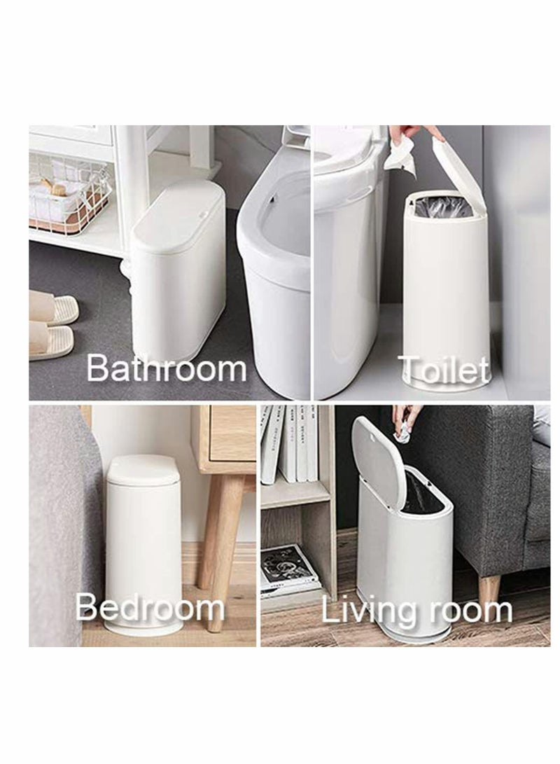 Excefore Trash Can, Gallon Slim Garbage Container Bin Removable Liner Bucket with Press Top Lid for Kitchen Bathroom Living Room Office Narrow Place - 10 Liter/2.4  - Image 5