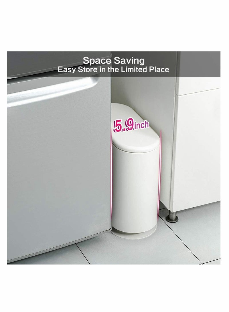 Excefore Trash Can, Gallon Slim Garbage Container Bin Removable Liner Bucket with Press Top Lid for Kitchen Bathroom Living Room Office Narrow Place - 10 Liter/2.4  - Image 2
