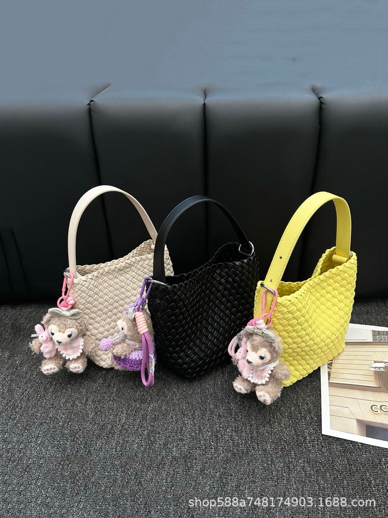 Genuine Leather Handmade Woven Bag Bucket Bag Women'S Fashionable Exquisite Hand Bag Shoulder Crossbody Bag Vegetable Basket Women'S Bag - Image 3