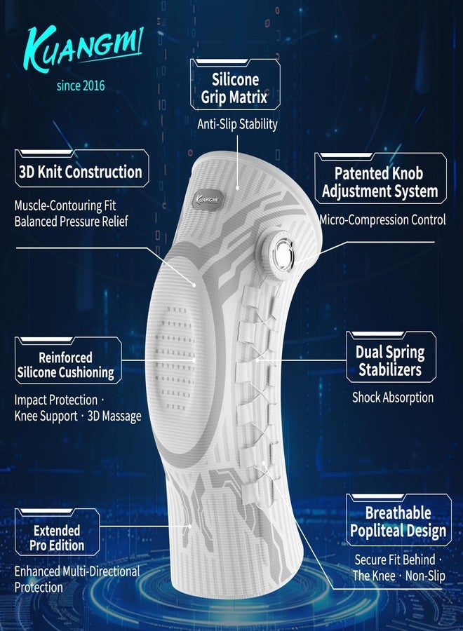 Kuangmi Smart Knee Brace with Adjustable Compression Knob, Micro-Adjustable Support for Perfect Fit, Pain Relief from Arthritis, Meniscus Tear, 2 Pack, W-XL - Image 3