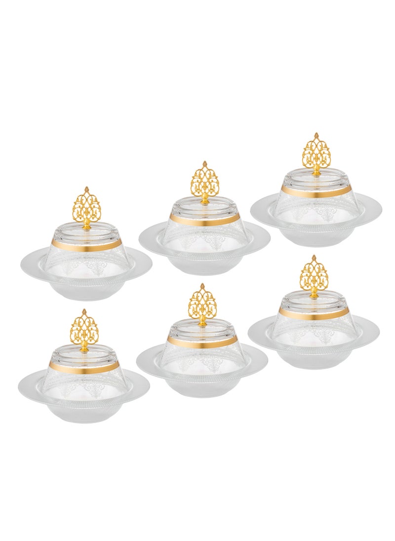 byblos - Turkish glass date and sweets bowl with decoration, diameter 27 cm, depth 5 cm, consisting of 6 pieces - Image 1
