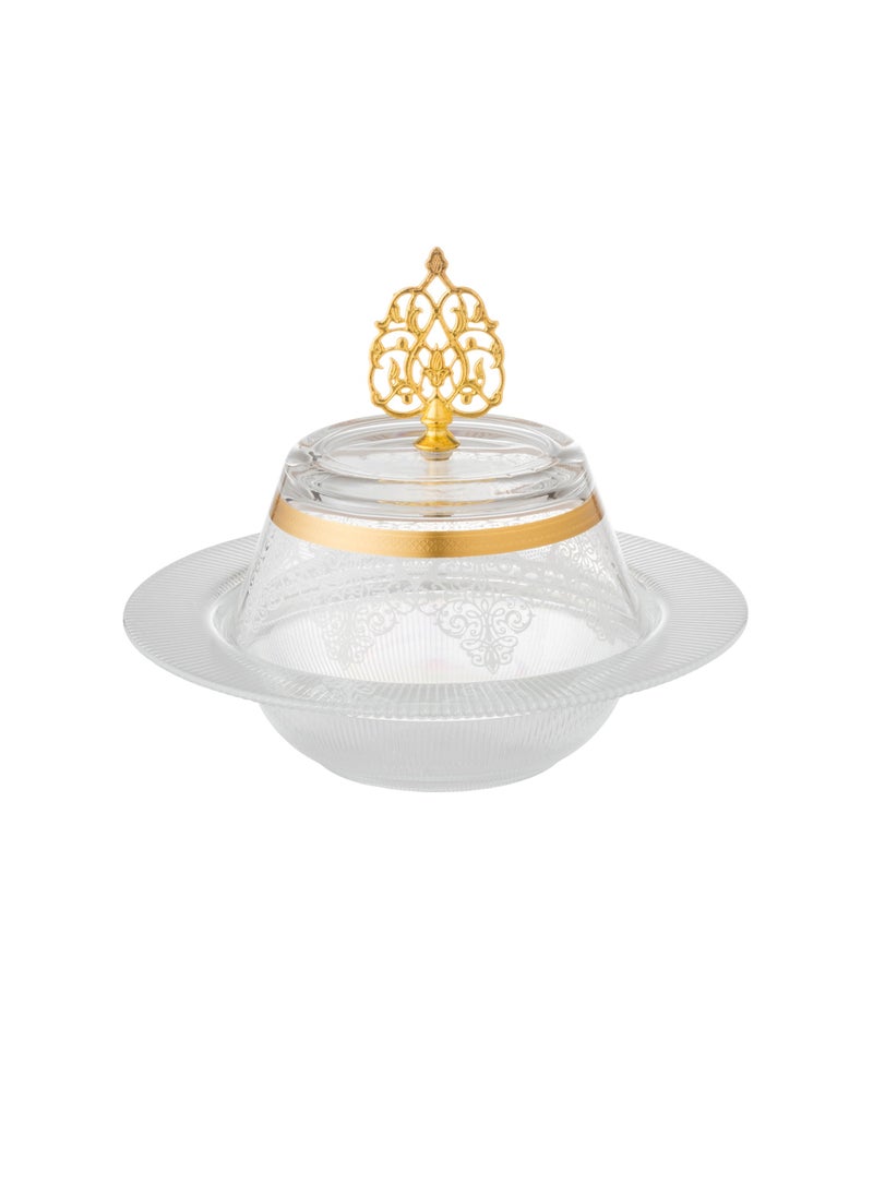 byblos - Turkish glass date and sweets bowl with decoration, diameter 27 cm, depth 5 cm, consisting of 6 pieces - Image 1