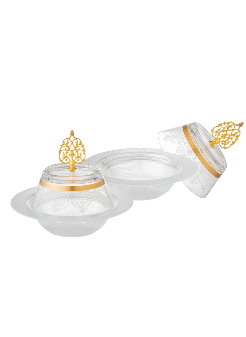 byblos - Turkish glass date and sweets bowl with decoration, diameter 27 cm, depth 5 cm, consisting of 6 pieces - Image 1