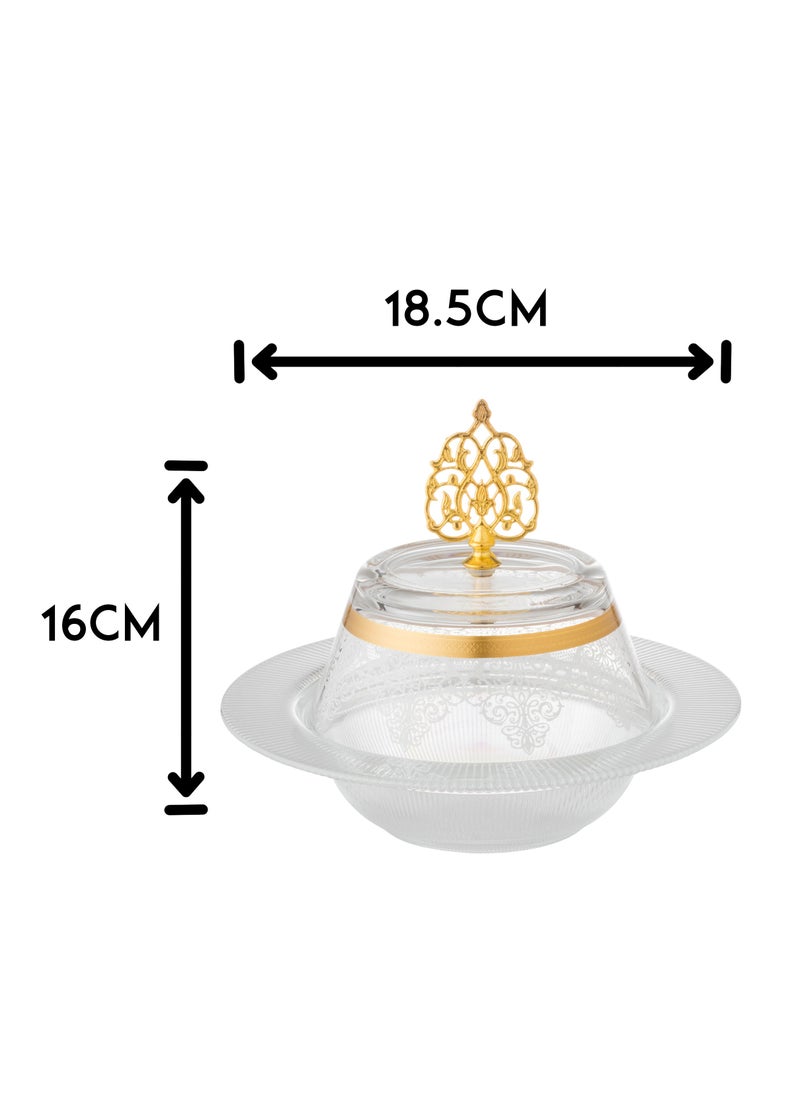 byblos - Turkish glass date and sweets bowl with decoration, diameter 27 cm, depth 5 cm, consisting of 6 pieces - Image 1