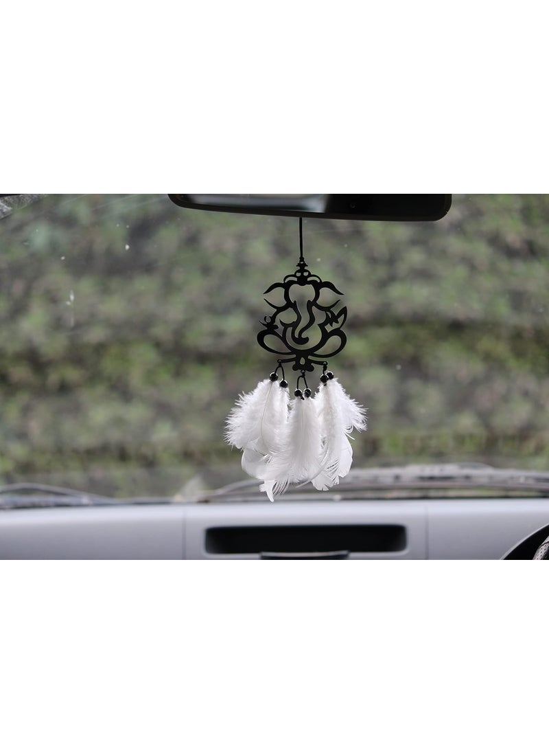 NovaSpire Acrylic Ganesha Car Hanging Dream Catcher for Car Car Mirror Hanging Accessories Interior Ganesha Hanging for Car Car Decoration Accessories Ganesha1PcsDn1 Black  - Image 3