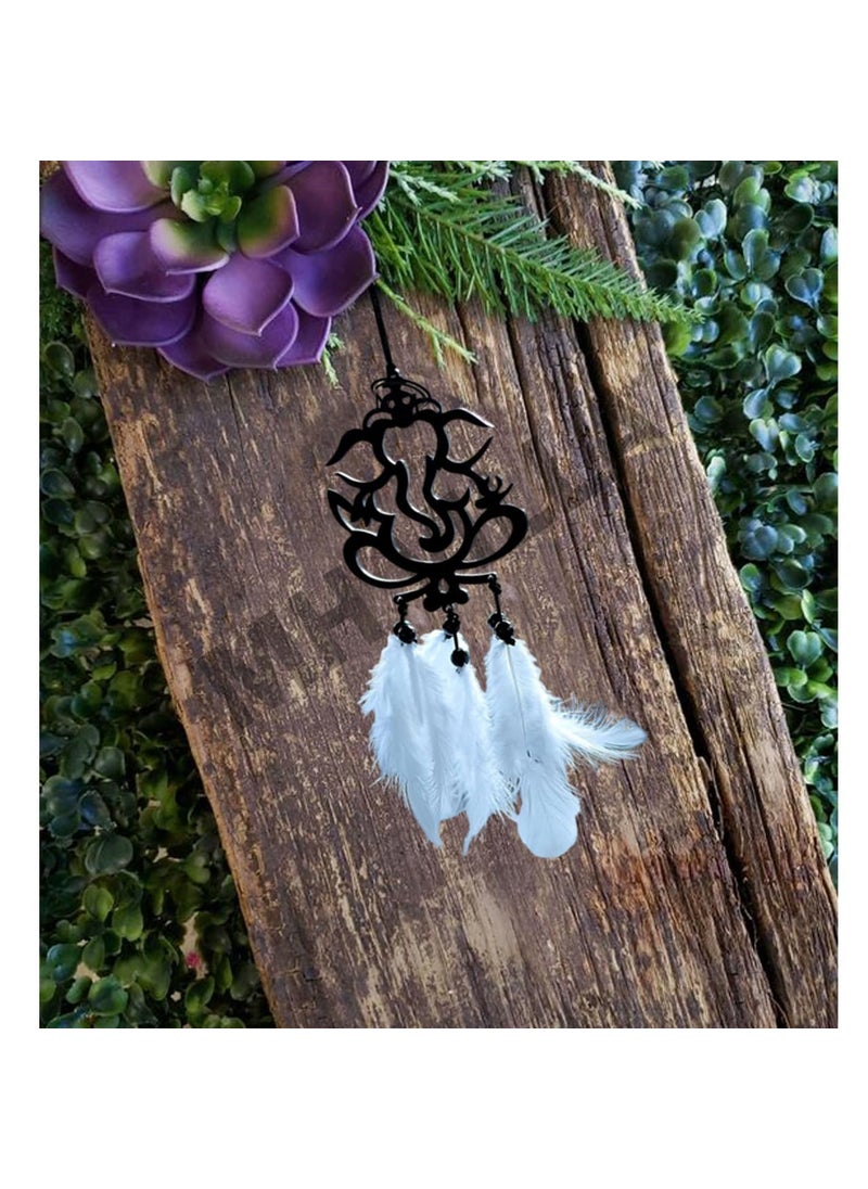NovaSpire Acrylic Ganesha Car Hanging Dream Catcher for Car Car Mirror Hanging Accessories Interior Ganesha Hanging for Car Car Decoration Accessories Ganesha1PcsDn1 Black  - Image 4