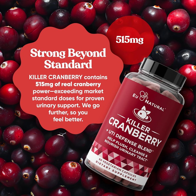 Eu Natural 9in1 Killer Cranberry Pills for Women  UTI Defense Blend with Clinically Studied Ingredients  9 Extract Urinary Tract Supplement  Pine Bark Propolis Vitamin D  More  60 FastActing Capsules - Image 4