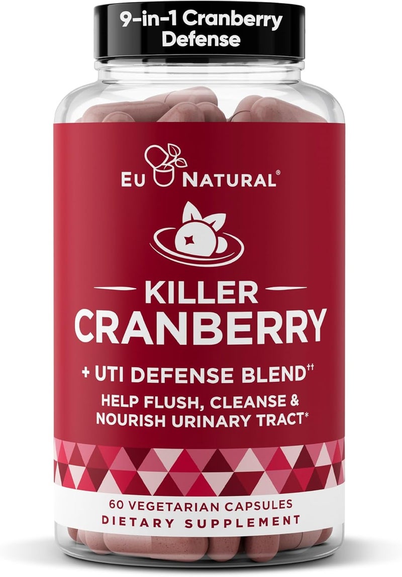 Eu Natural 9in1 Killer Cranberry Pills for Women  UTI Defense Blend with Clinically Studied Ingredients  9 Extract Urinary Tract Supplement  Pine Bark Propolis Vitamin D  More  60 FastActing Capsules - Image 1