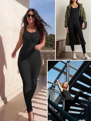 Kepblom Womens One Piece Jumpsuit Sleeveless Rompers Tank Top Unitard Tummy Control Spandex Bodysuit for Yoga, Workout - Image 2