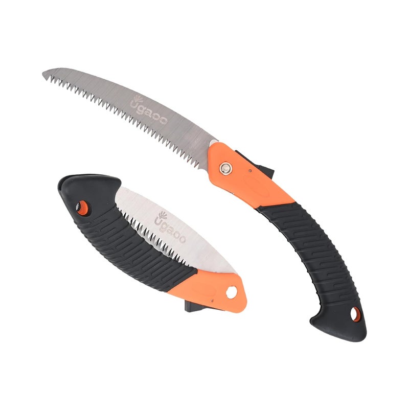 Ugaoo قاطع نباتات قابل للطي عالي التحمل | منشار خارجي بشفرة من الصلب الكربوني بطول 18 سم | منشار تخييم للخشب وإصلاح الفناء | منشار يدوي قابل للطي مع قفل ومقبض غير قابل للانزلاق - Image 1