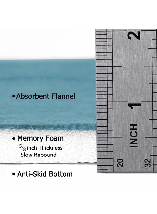 Flamingo P Memory Foam Coral Fleece Non Slip Bathroom Mat, Super Soft Microfiber Bath Mat Machine Washable Bath Rugs Super Absorbent Thick and Durable Bath Rugs 24" x 36" (Dark Teal Waved Pattern) - Image 4