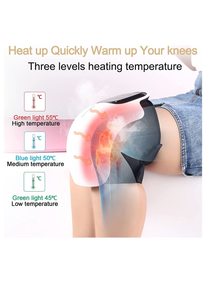 Knee Massager with Infrared Heating Pad and 3 Temperature Adjusters,Lightweight and Durable,No Box Spring Needed