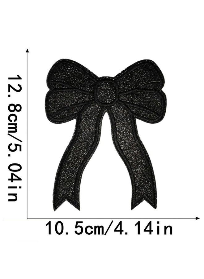MISDONR 2Pcs Black Bow Iron On Patches Glitter Sweatshirts Side Bow Embroidered Patch Cute Applique DIY Decorative Accessories for Clothes Backpacks Jackets Hats - Image 2