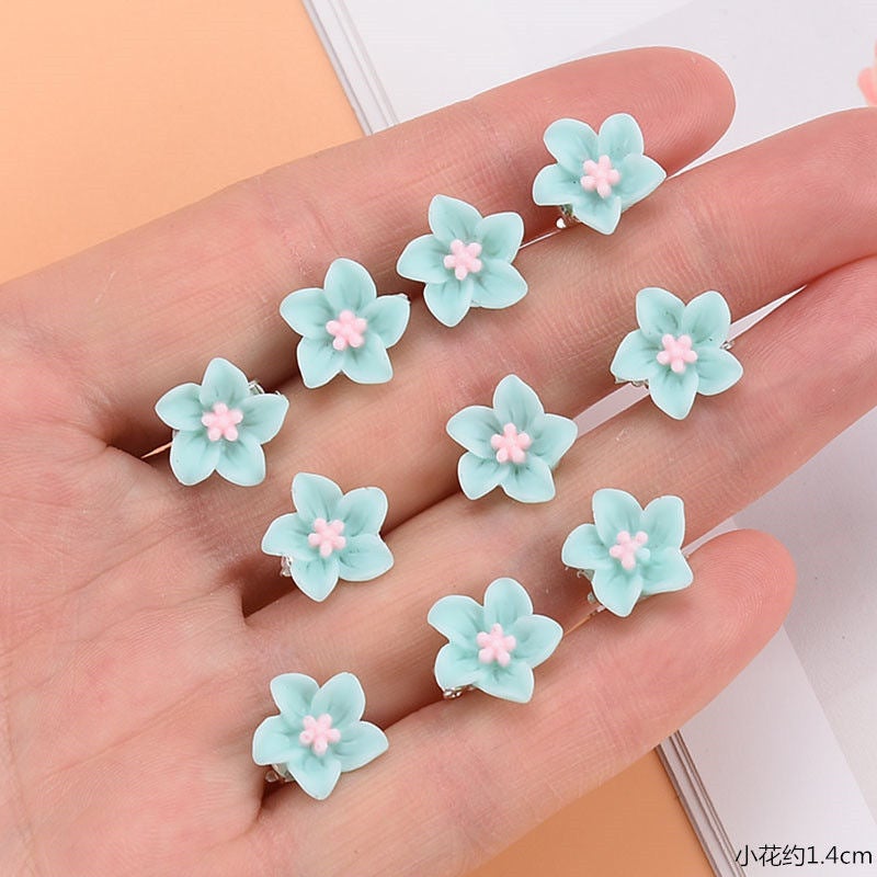Generic Kids Flower Hair Claws Mini Grips 2# lily blue 10 pack 