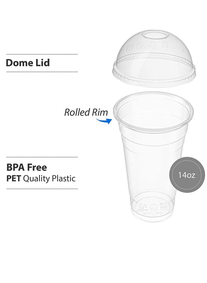 50 Sets 12 Oz Crystal Clear Plastic Cups With Dome lids - Image 3