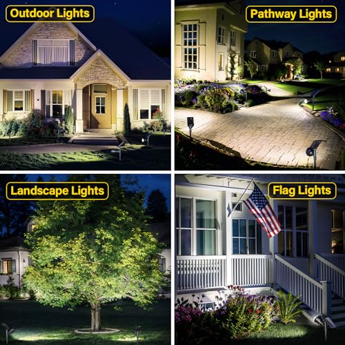 ROSHWEY Solar Spot Lights Outdoor - 600LM Spotlights Waterproof Outside Flood Lighting for Driveway Backyard Patio Garden Landscape Deck Garage (Cool White, 2 Pack) - Image 3
