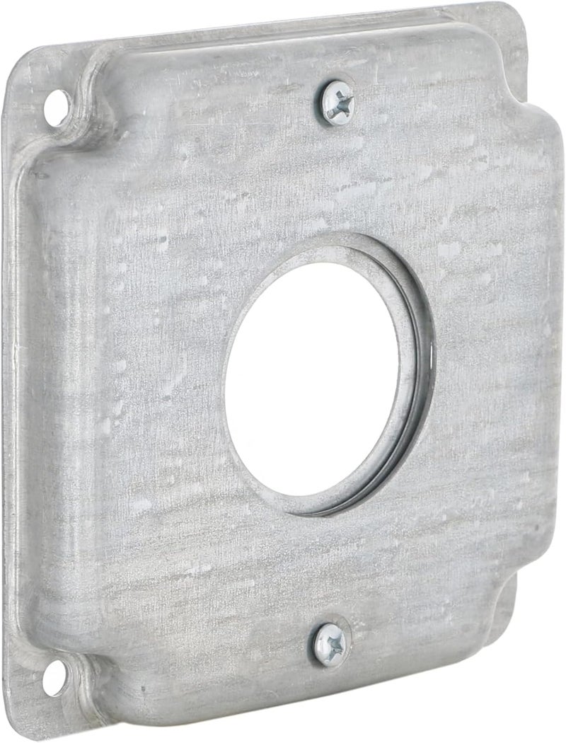 RACO 4 in. Square Cover, Universal Exposed Work, 1-Round Device, 3-in-1 Plates - Image 1