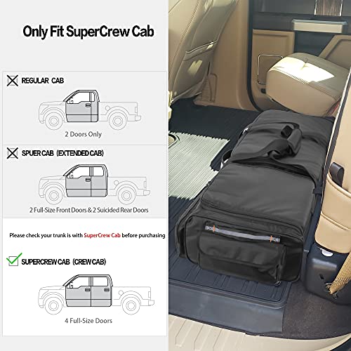samdew Under Seat Storage Bag Fit for SuperCrew Cab & Crew Cab, Back Seat Double-Compartment Organizer for Truck, Practical Underseat Tool Box with Inner Dividers & Multiple Pockets (Patented Design) - Image 2
