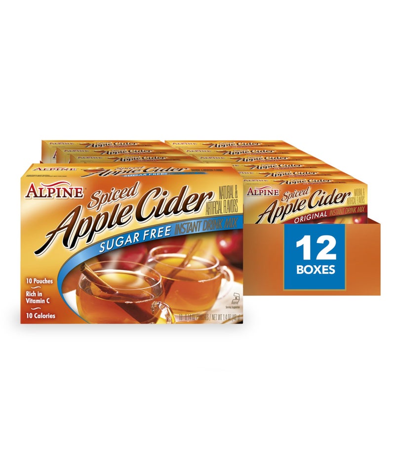 Alpine Sugar Free Spiced Apple Cider Instant Drink Mix Rich in Vitamin C and Low Calorie 014 Oz Pouch Pack of 120