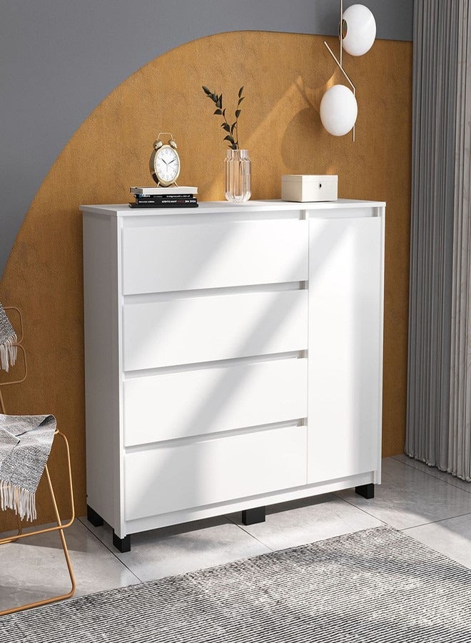 POLITORNO MOVEIS Dresser 4 Drawers 1 Door White color 104.7x135x44.56 cm  - Image 1