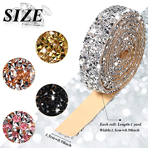 Xinnun 5 Rolls Crystal Shiny Rhinestone Ribbon Self-Adhesive Rhinestone Strips Ribbon Resin Diamond Bling for Art Craft DIY Party(Basic Style,Mixed Colors) - Image 2