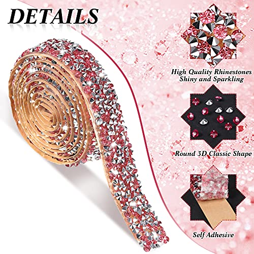 Xinnun 5 Rolls Crystal Shiny Rhinestone Ribbon Self-Adhesive Rhinestone Strips Ribbon Resin Diamond Bling for Art Craft DIY Party(Basic Style,Mixed Colors) - Image 3