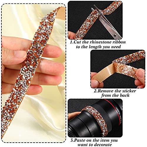 Xinnun 5 Rolls Crystal Shiny Rhinestone Ribbon Self-Adhesive Rhinestone Strips Ribbon Resin Diamond Bling for Art Craft DIY Party(Basic Style,Mixed Colors) - Image 4