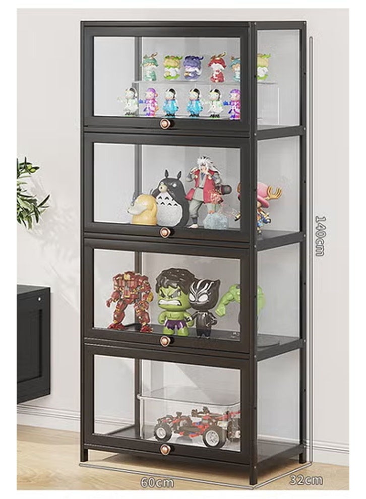 NKX Display Cabinet Storagefor Multifunctional Home Bedroom Living Room and Book Storage Black 140*32*70cm - Image 2