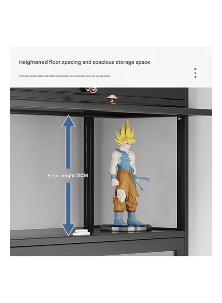 NKX Display Cabinet Storagefor Multifunctional Home Bedroom Living Room and Book Storage Black 140*32*70cm - Image 3