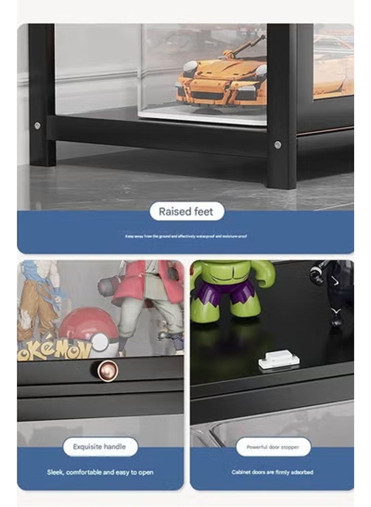 NKX Display Cabinet Storagefor Multifunctional Home Bedroom Living Room and Book Storage Black 140*32*70cm - Image 4