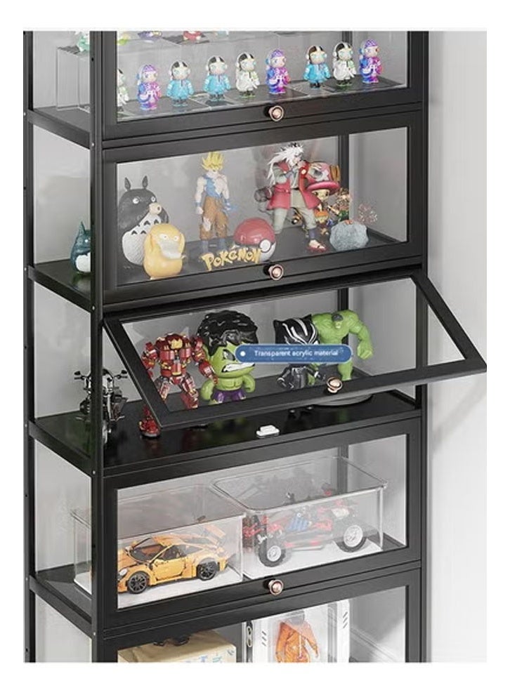 NKX Display Cabinet Storagefor Multifunctional Home Bedroom Living Room and Book Storage Black 140*32*70cm - Image 5