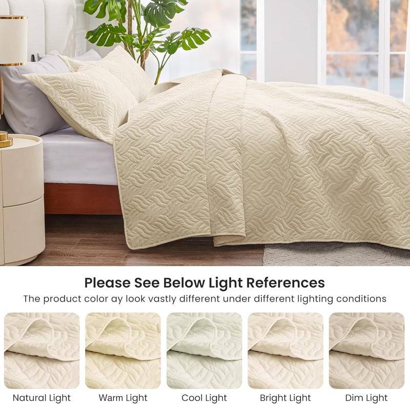 Love's cabin Quilts for Queen Bed Camel Bedspreads Bedding Set - Summer Lightweight Bedspread Comforter - Wave Pattern Bedding Coverlet for All Season - 3 Pieces (1 Quilt, 2 Pillow Shams) - Image 5