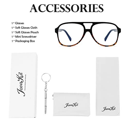 JOVAKIT Aviator Non-prescription Glasses for Women Men Pilot Frame Clear Lens Eyeglasses Fashion Square Frame Glasses (Black&Tortoise) - Image 5
