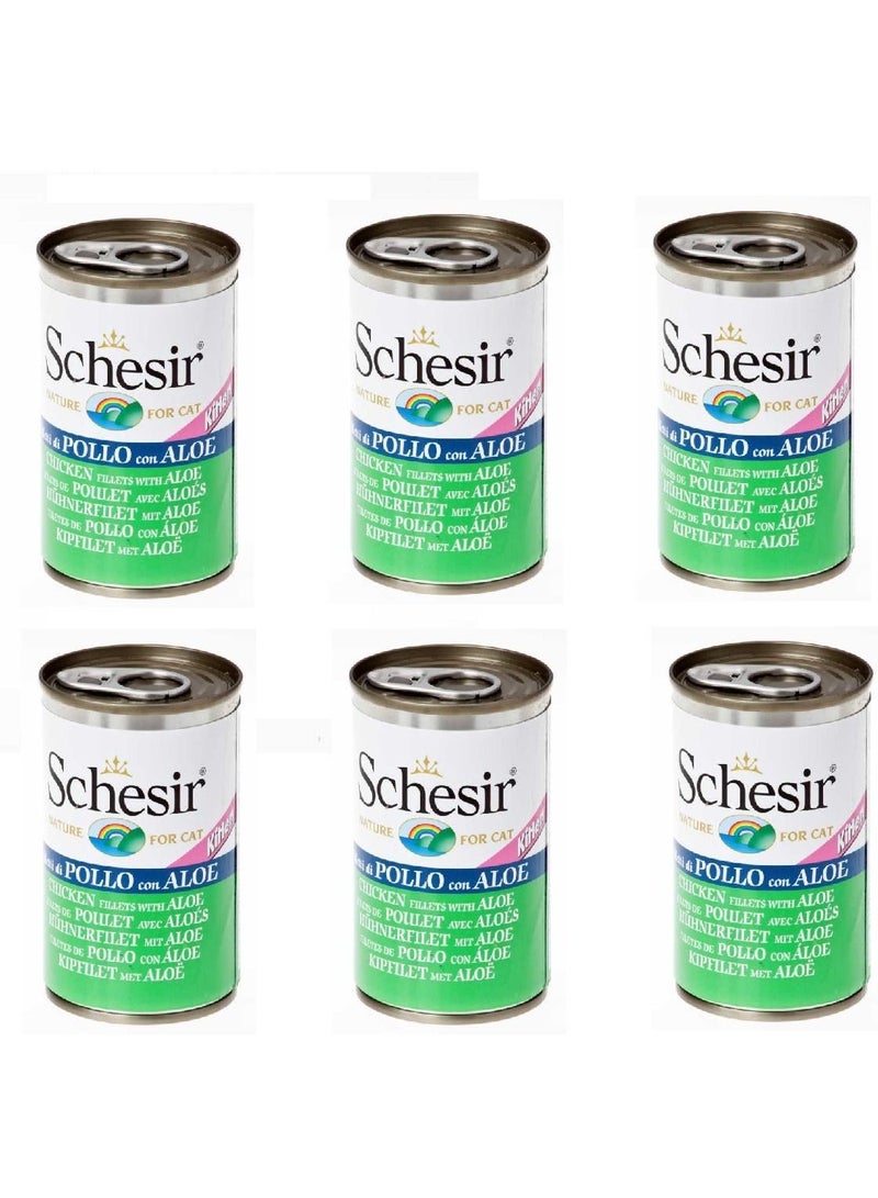 Schesir شرائح دجاج مع الألوة للقطط والهررة 140 جرام 6 قطع - Image 1