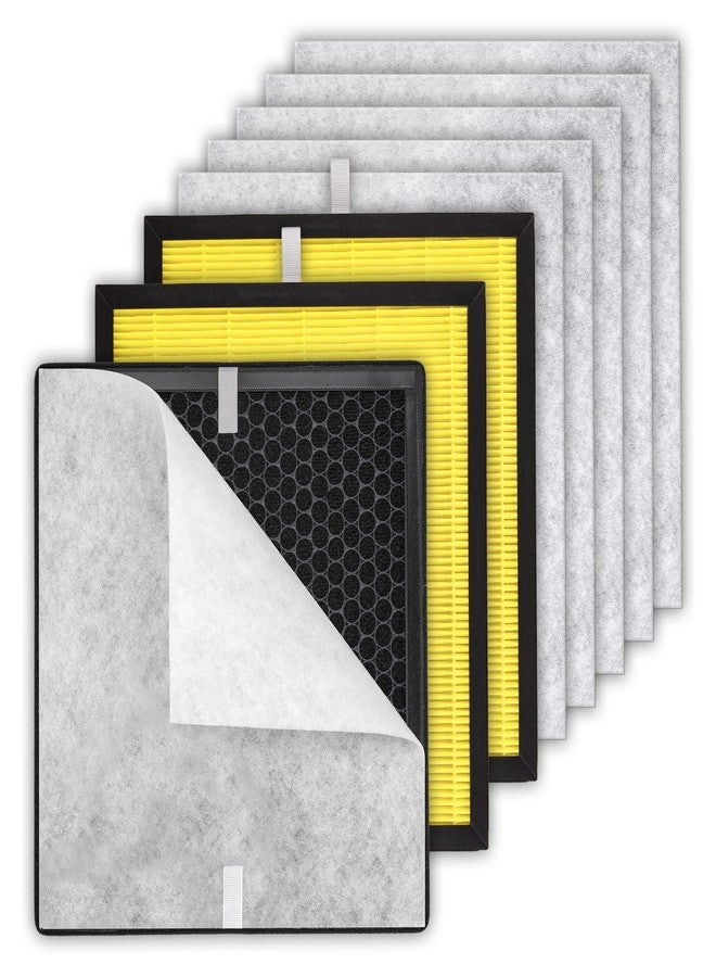 BRUVISH 3+6 Pack PR1 Filter Pet Care Replacement Filter for Mooka PR1 Air Purifier, H13 True HEPA Filter, 3-in-1 Activated Carbon Filter for Home Large Room up to 2200sq.ft, with 6 Pieces Washable Pre-Filters - Image 1