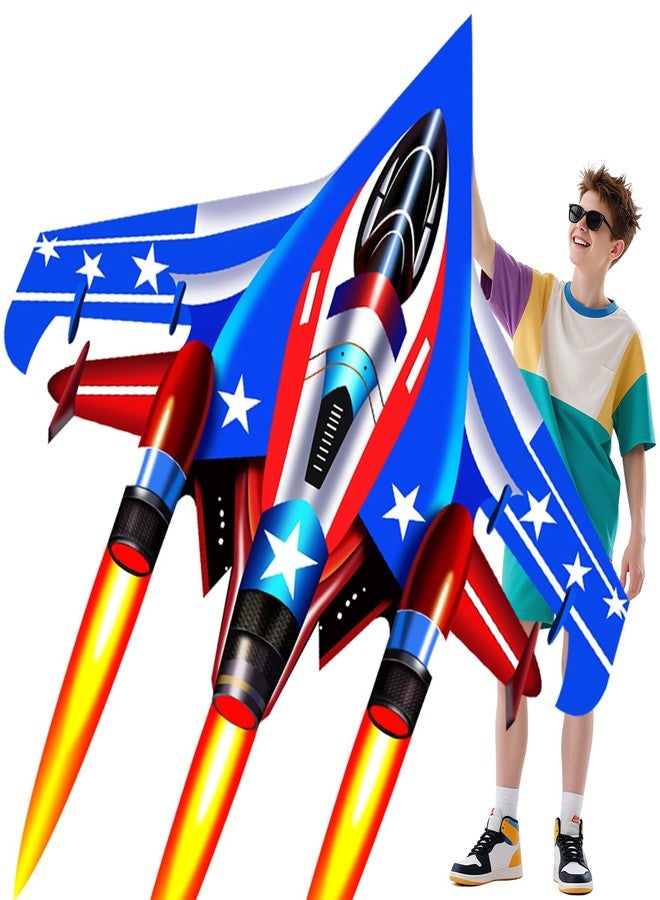 YFAFENGS Fighter Jet Kites for Kids & Adults - Durable Airplane Kites for Boys Ages 8-12 & 4-8 with Kite String Reel, Easy Fly Large Outdoor Kite for Beach & Park Activities(Blue) - Image 1