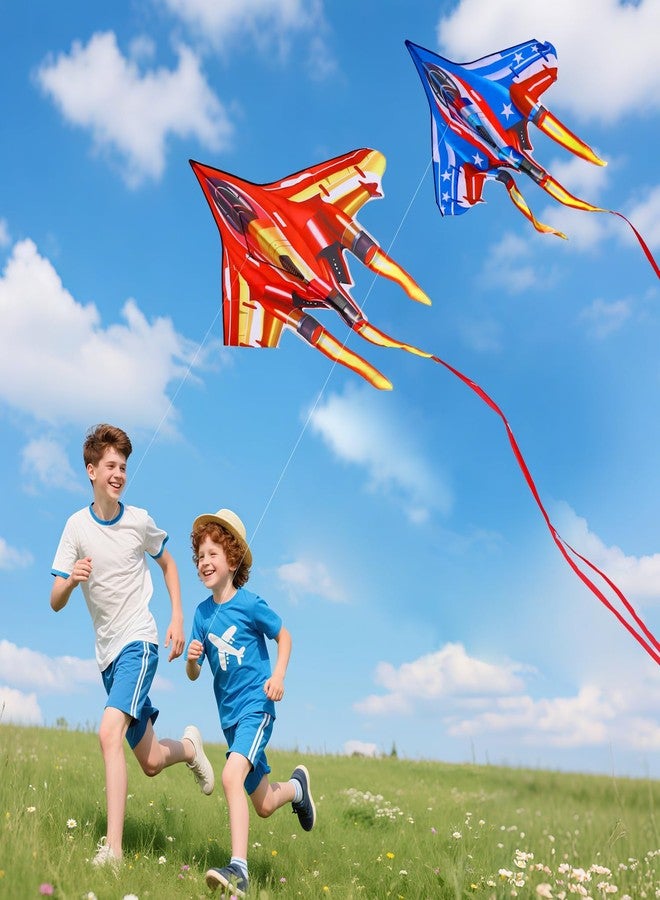 YFAFENGS Fighter Jet Kites for Kids & Adults - Durable Airplane Kites for Boys Ages 8-12 & 4-8 with Kite String Reel, Easy Fly Large Outdoor Kite for Beach & Park Activities(Blue) - Image 5