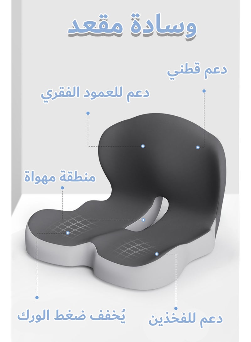 وسادة دعم قطني، وسادة مقعد، لوح دعم ظهر للكرسي للكرسي المكتبي وكرسي الألعاب ومقعد السيارة والكرسي المتحرك برغوة الذاكرة - Image 3