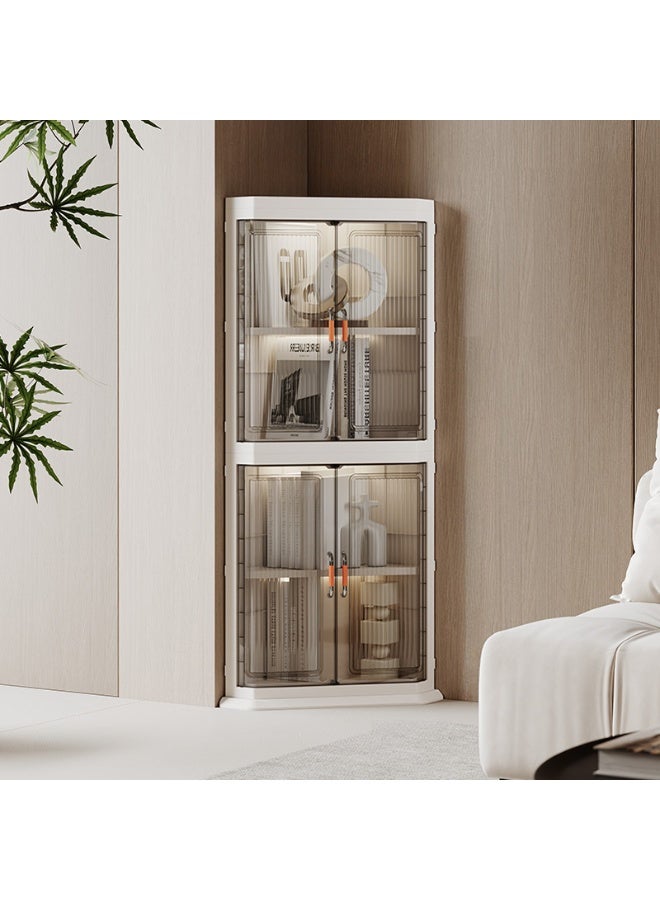 2 Layers Narrow Corner Bathroom Storage Cabinet with Doors for Kitchen Pantry Laundry Living Room Bedroom, 49.2 x 36.2 x 110.5 cm, White
