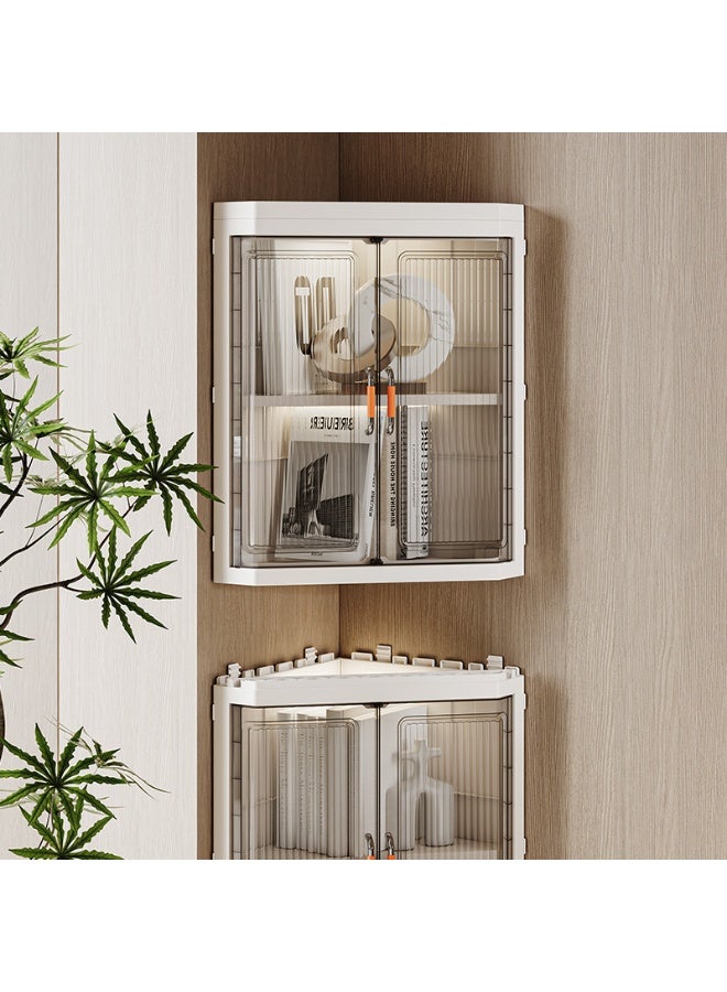 Noon East 2 Layers Narrow Corner Bathroom Storage Cabinet with Doors for Kitchen Pantry Laundry Living Room Bedroom, 49.2 x 36.2 x 110.5 cm, White - Image 5