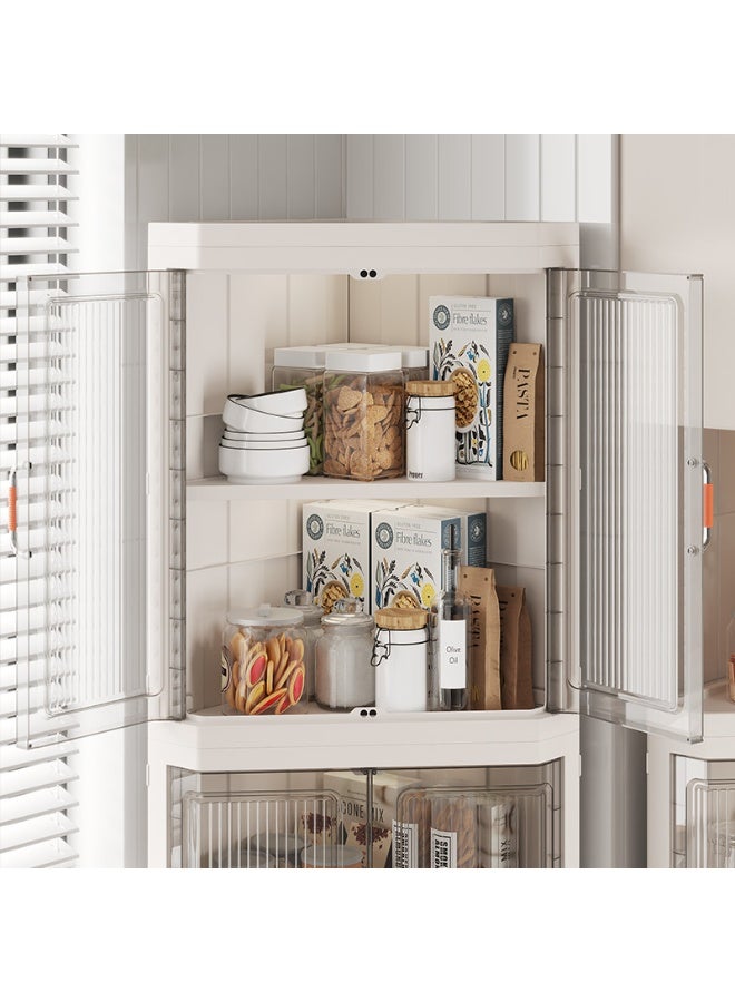 Noon East 2 Layers Narrow Corner Bathroom Storage Cabinet with Doors for Kitchen Pantry Laundry Living Room Bedroom, 49.2 x 36.2 x 110.5 cm, White - Image 3