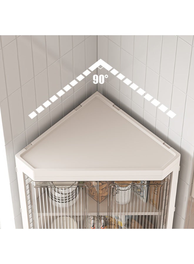 Noon East 2 Layers Narrow Corner Bathroom Storage Cabinet with Doors for Kitchen Pantry Laundry Living Room Bedroom, 49.2 x 36.2 x 110.5 cm, White - Image 4